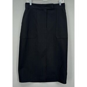 Camilla And Marc Skirt Womens 8 Black Francesca Midi Pencil Twill Stretch Work